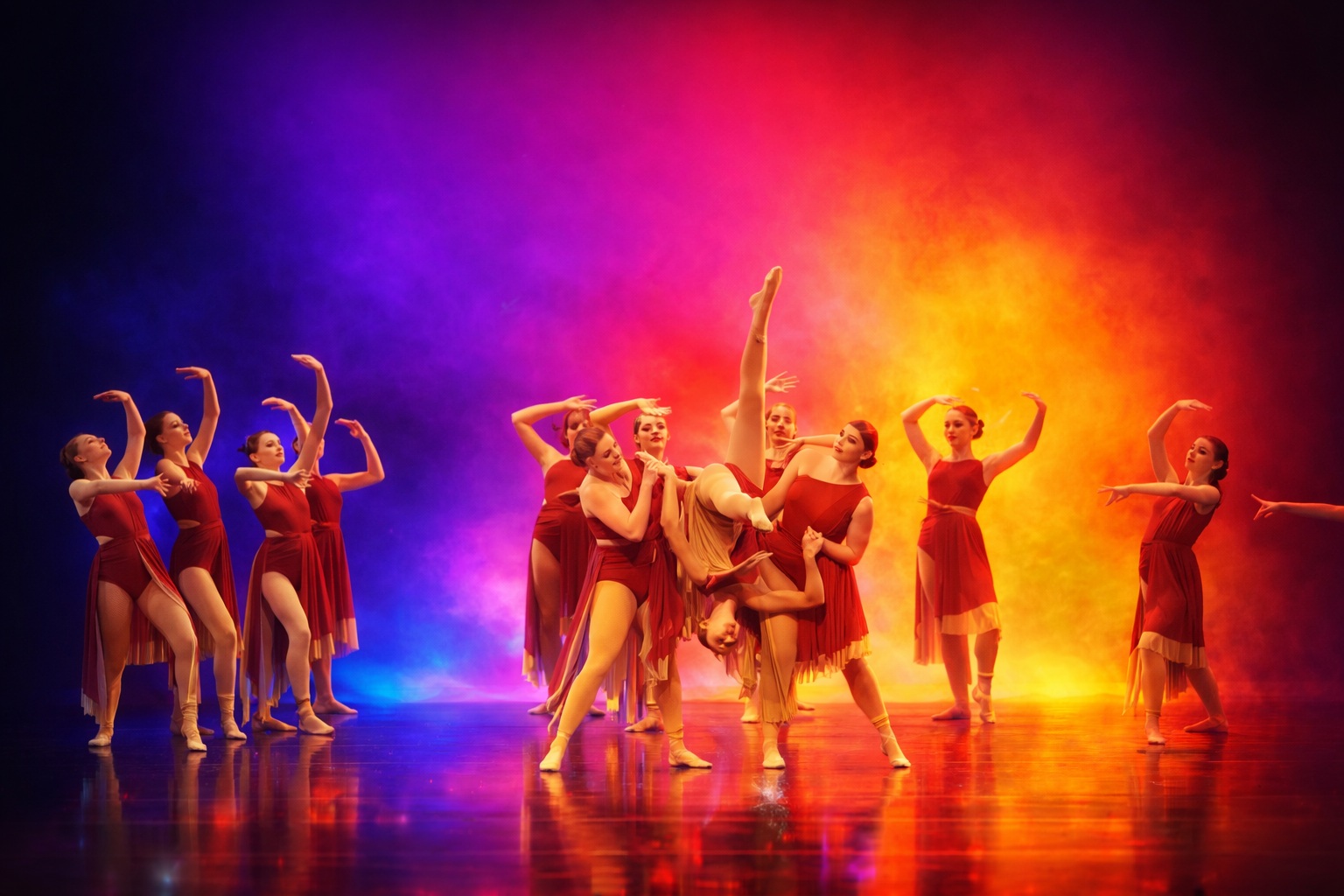 Large group dancers
